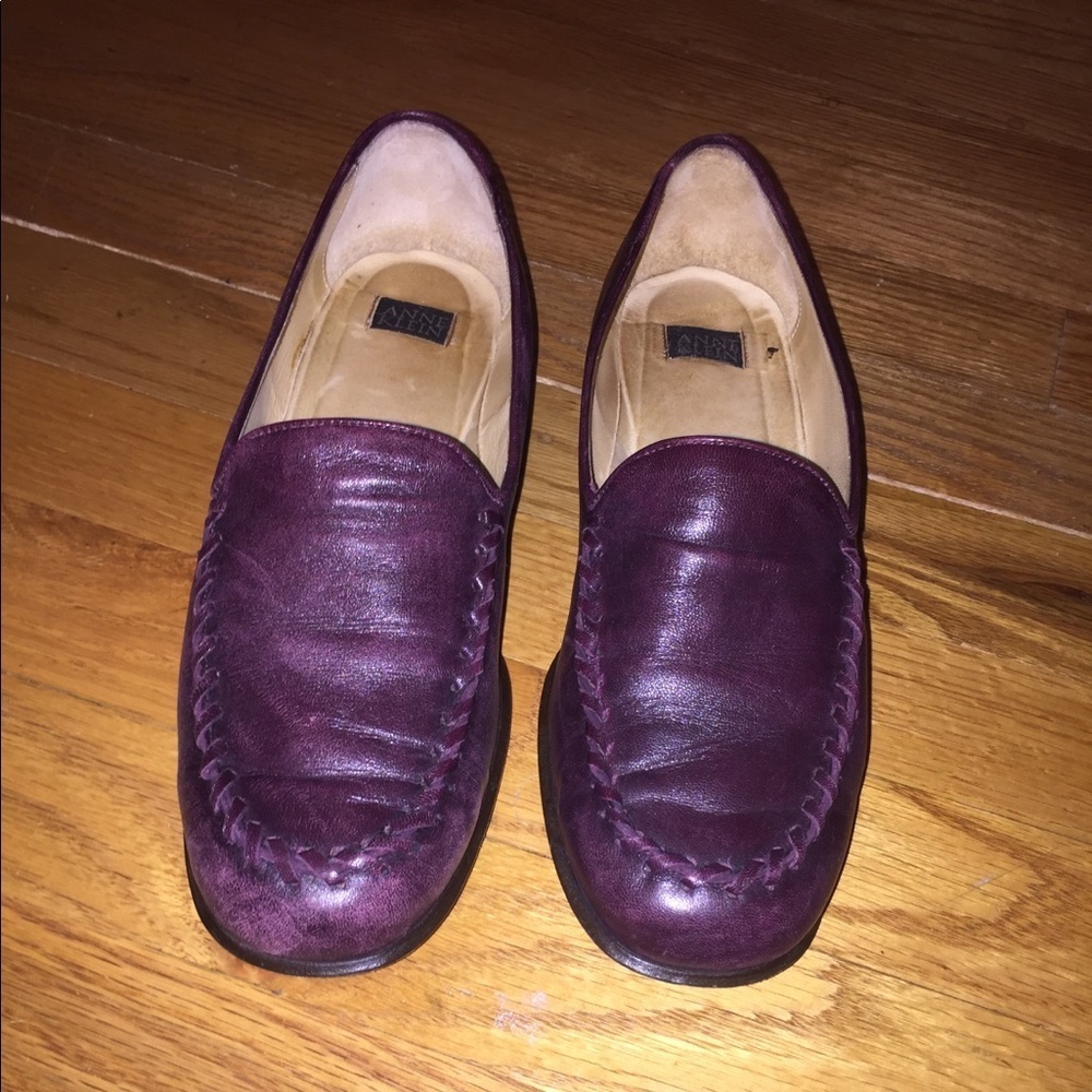 Vintage Anne Klein Eggplant Leather Loafers - 8 - Picture 6 of 7